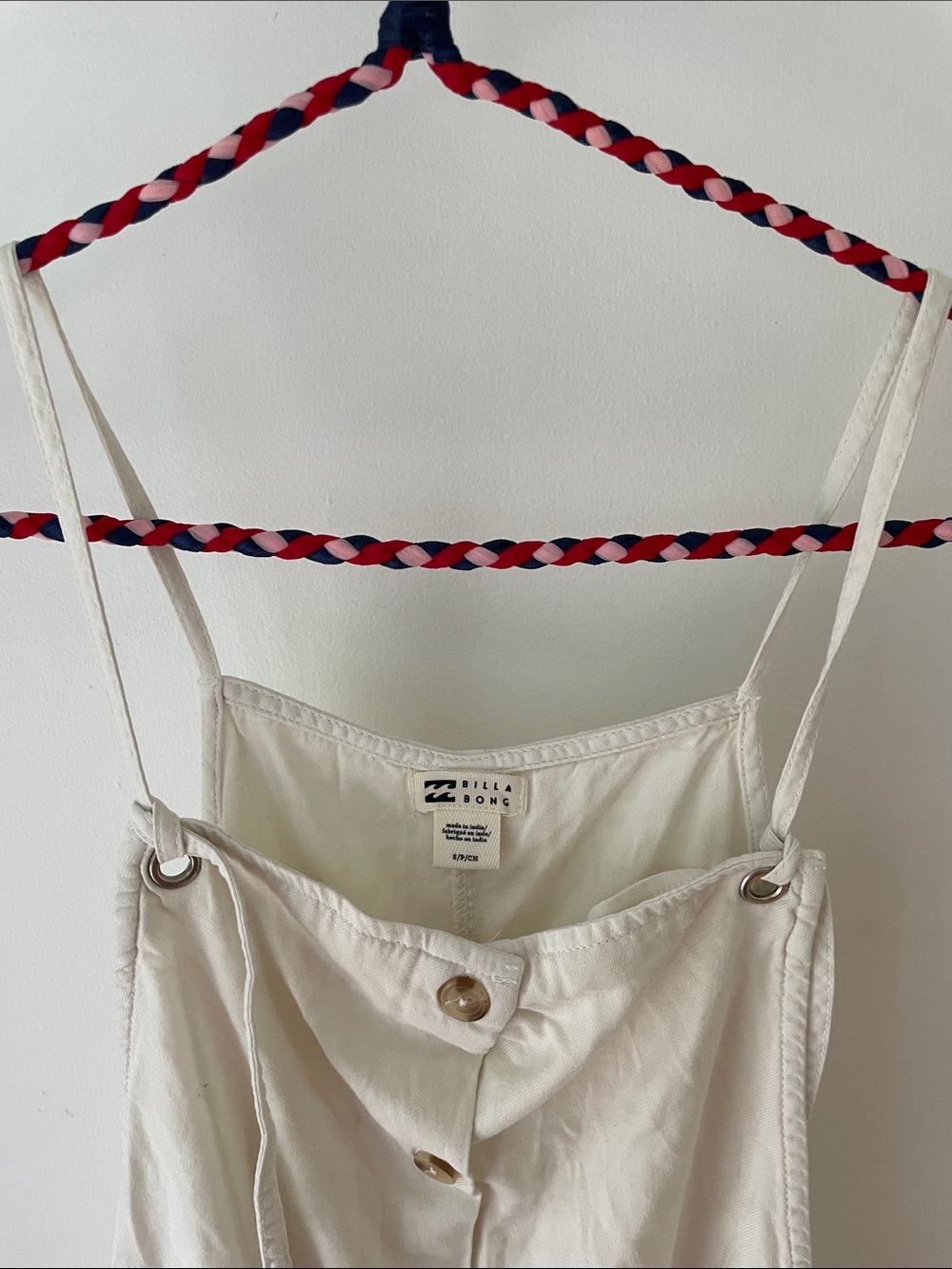Billabong Cream Button-Front Spaghetti-Strap Jumpsuit